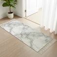 thumbnail image 1 of Area Rug with Tassels 2' x 5', Modern Marble Texture Kitchen Runner Rug for Hallway Bedroom Throw Rugs, Abstract White Gray Stripe Soft Door Mat for Bathroom Entrance Living Room, 1 of 9