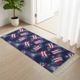 thumbnail image 1 of Area Rug with Tassels 2' x 5', Puerto Rico Flags Kitchen Runner Rug for Hallway Bedroom Throw Rugs, Fireworks on Blue Background Soft Door Mat for Bathroom Entrance Living Room, 1 of 9