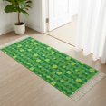 thumbnail image 1 of Area Rug with Tassels 2' x 5', St. Patrick's Day Spring Bright Green Clovers Kitchen Runner Rug for Hallway Bedroom Throw Rugs, Plant on Stripe Soft Door Mat for Bathroom Entrance Living Room, 1 of 9