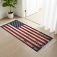 thumbnail image 1 of Area Rug with Tassels 2' x 5', Vintage Patriotic American Flag Kitchen Runner Rug for Hallway Bedroom Throw Rugs, Independence Day Stars Stripes Soft Door Mat for Bathroom Entrance Living Room, 1 of 9