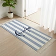 thumbnail image 1 of Area Rug with Tassels 2' x 6', Nautical Anchor Horizontal Stripe Kitchen Runner Rug for Hallway Bedroom Throw Rugs, Coastal Soft Door Mat for Bathroom Entrance Living Room, 1 of 9