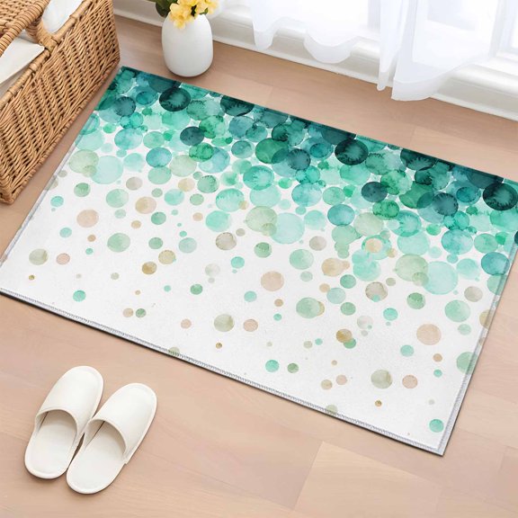 Area Rug Teal Ombre Circles Rectangle Area Rugs Washable Rug for Living Room Bedroom Dining Room, Watercolor Gradient Bubbles Soft Non-slip Floor Carpet 2x3ft