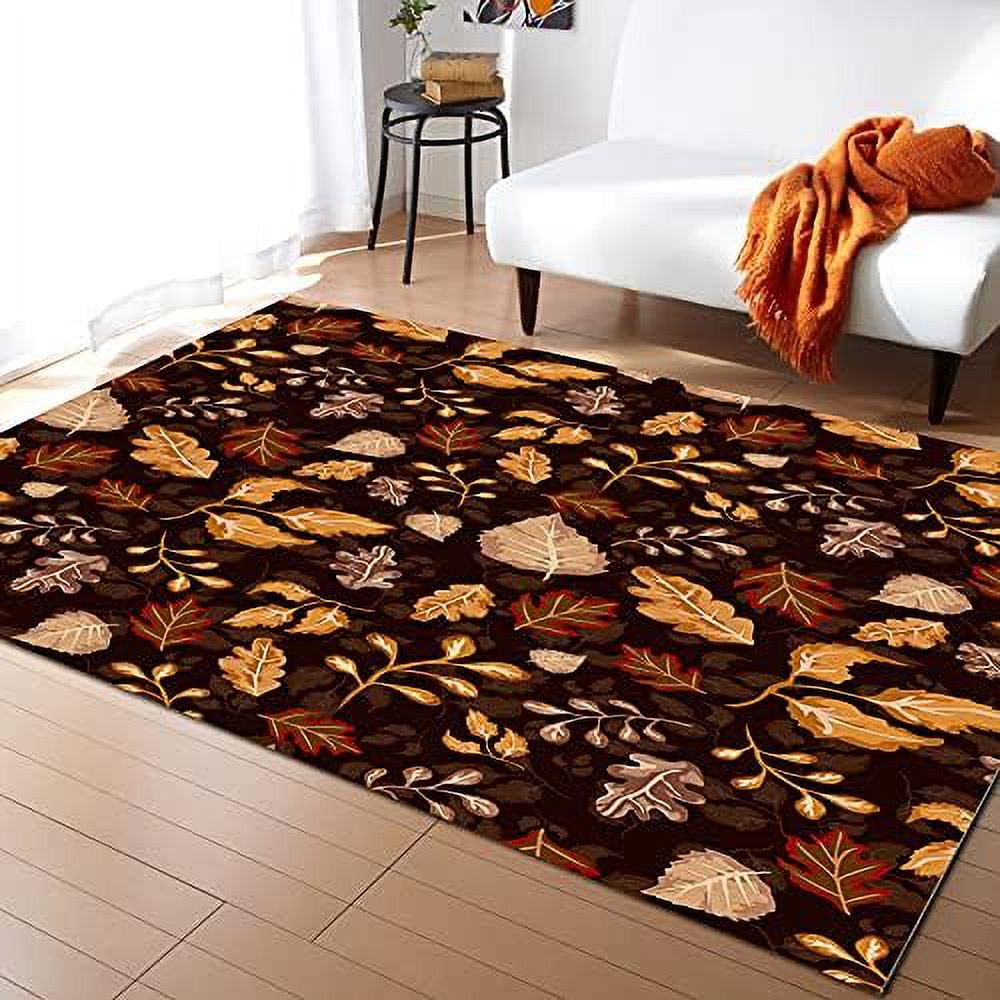 Area Rug Thanksgiving Fall Pumpkin Bird Retro Newspaper Background Soft