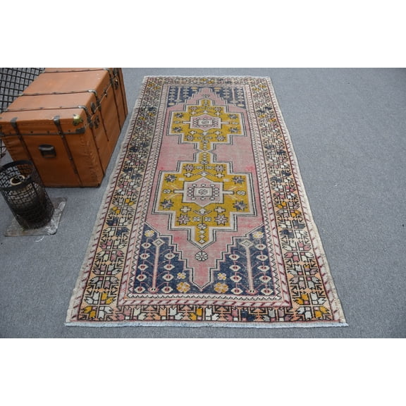 Area Rug, Vintage Rug, Turkish Rug, Oushak Rug, 52x104 inches Red Carpet, Handwoven Bedroom Rugs, Bohemian Indoor Rugs, 11736