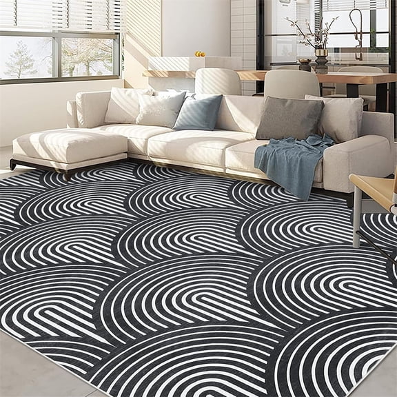 Area Rug Washable Rugs Geometric Rainbow Area Rug for Living Room Bedroom Modern Abstract Office Carpet Low Pile Neutral Soft Nursery Rug Farmhouse Floor Cover 2'x6' /5'x7'/6'x9'/8'x10'/9'x12'