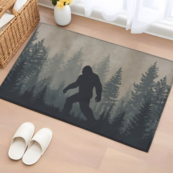 Area Rug Wildman Gorilla Forest Silhouette Soft Rectangle Area Rugs Washable Rug for Living Room Bedroom Dining Room, Retro Tree Non-slip Floor Carpet 2x3ft