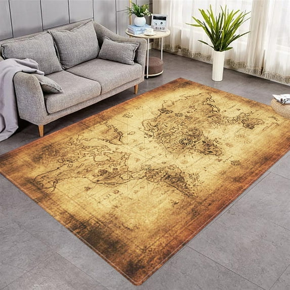 Area Rug World Map Carpet Kids Bedroom Playing Mat Living Room Large Area Rug Playroom Educational A