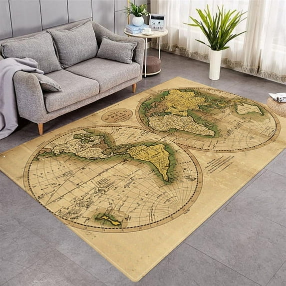 Area Rug World Map Carpet Kids Bedroom Playing Mat Living Room Large Area Rug Playroom Educational A