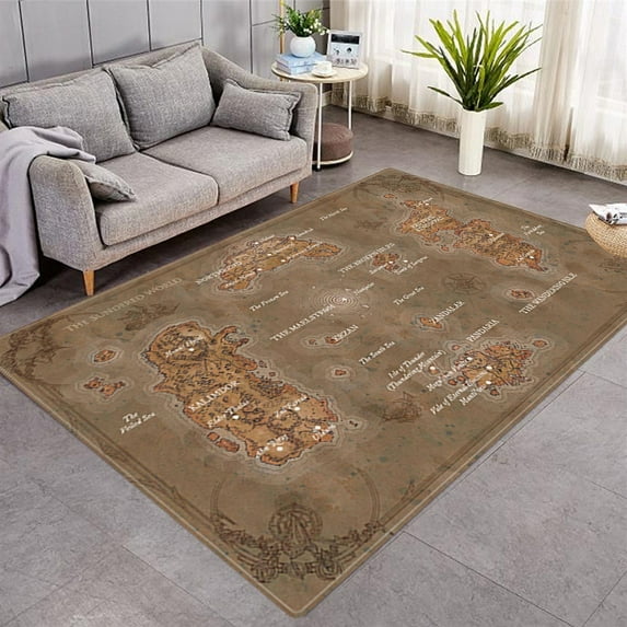 Area Rug World Map Carpet Kids Bedroom Playing Mat Living Room Large Area Rug Playroom Educational A