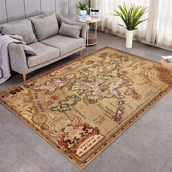 Area Rug World Map Carpet Kids Bedroom Playing Mat Living Room Large Area Rug Playroom Educational A