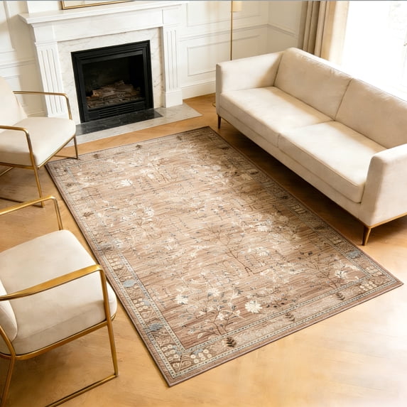 Area Rug for Living Room, Vintage Retro Boho Rug, Washable Non Slip & Low Pile Carpet for Living Room, Bedroom, Dining Room
