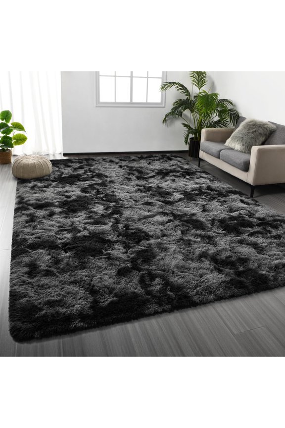 Area Rug for Living Room,Brochao 5ft x 8ft Ultra Shag Area Rug Fluffy Rug,Soft Fuzzy Non-Slip Carpet Mat for Home Decor,Dark Grey