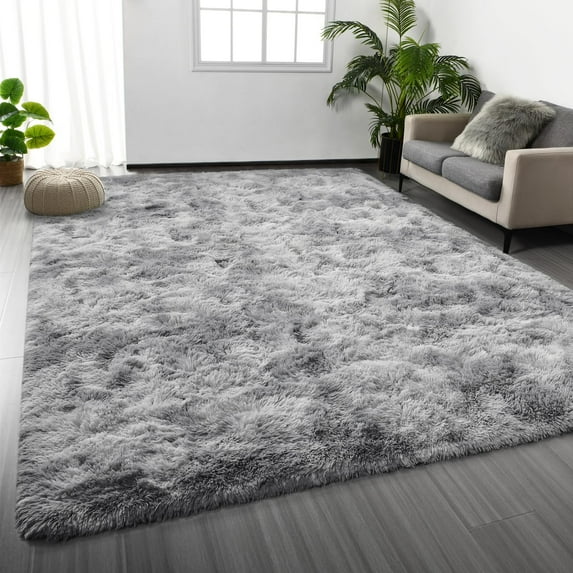 Area Rug for Living Room,Brochao 5ft x 8ft Ultra Shag Area Rug Fluffy Rug,Soft Fuzzy Non-Slip Carpet Mat for Home Decor,Grey
