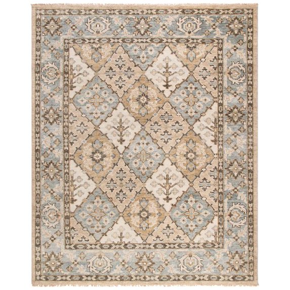 Area Rug in Beige and Light Blue (12 ft. L x 9 ft. W)