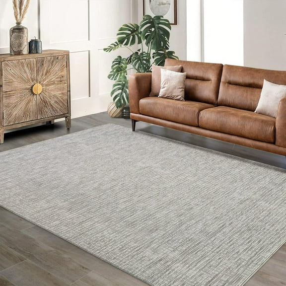 Area Rugs 10'x13' for Living Room Modern Stripe Style Low Pile Non Skid Washable Ultra-Thin Low Pile Carpets Bedroom Office Grey