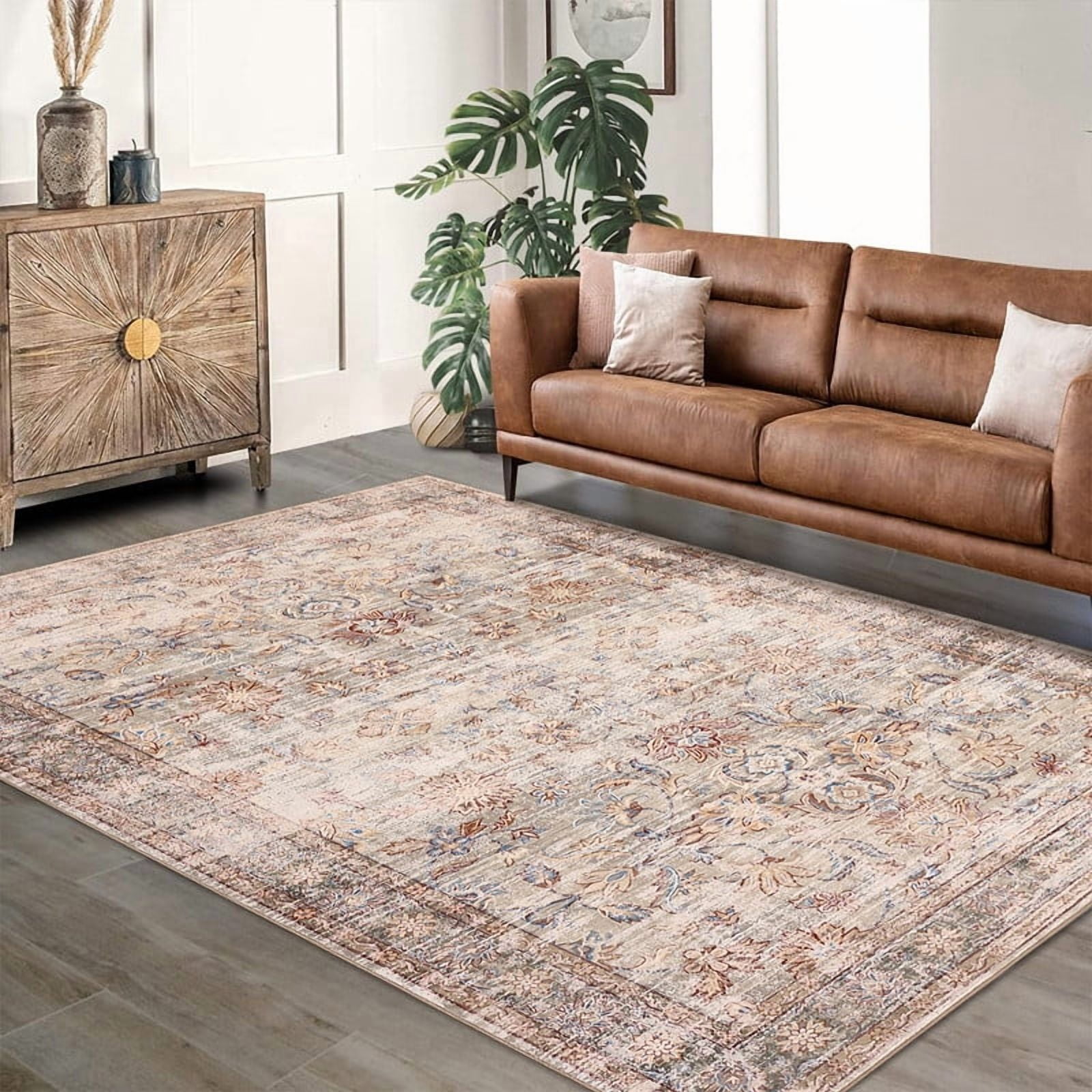 Area Rugs 10'x13' for Living Room Vintage Non Slip Washable Rugs for Dining Room Bedroom Indoor Rugs for Office Caramel