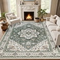 thumbnail image 1 of Area Rugs 10x12 Living Room Rug: Washable Rug Soft Vintage Boho Medallion Carpet Indoor Non-Slip Stain Resistant Large Carpets for Bedroom Dining Room Farmhouse Nursery Home Office Green Ivory, 1 of 18