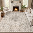 thumbnail image 1 of Area Rugs 10x12 Living Room Rug: Washable Rug Soft Vintage Distressed Floral Carpet Indoor Non-Slip Stain Resistant Large Carpets for Bedroom Dining Room Farmhouse Nursery Home Office Brown Beige, 1 of 18