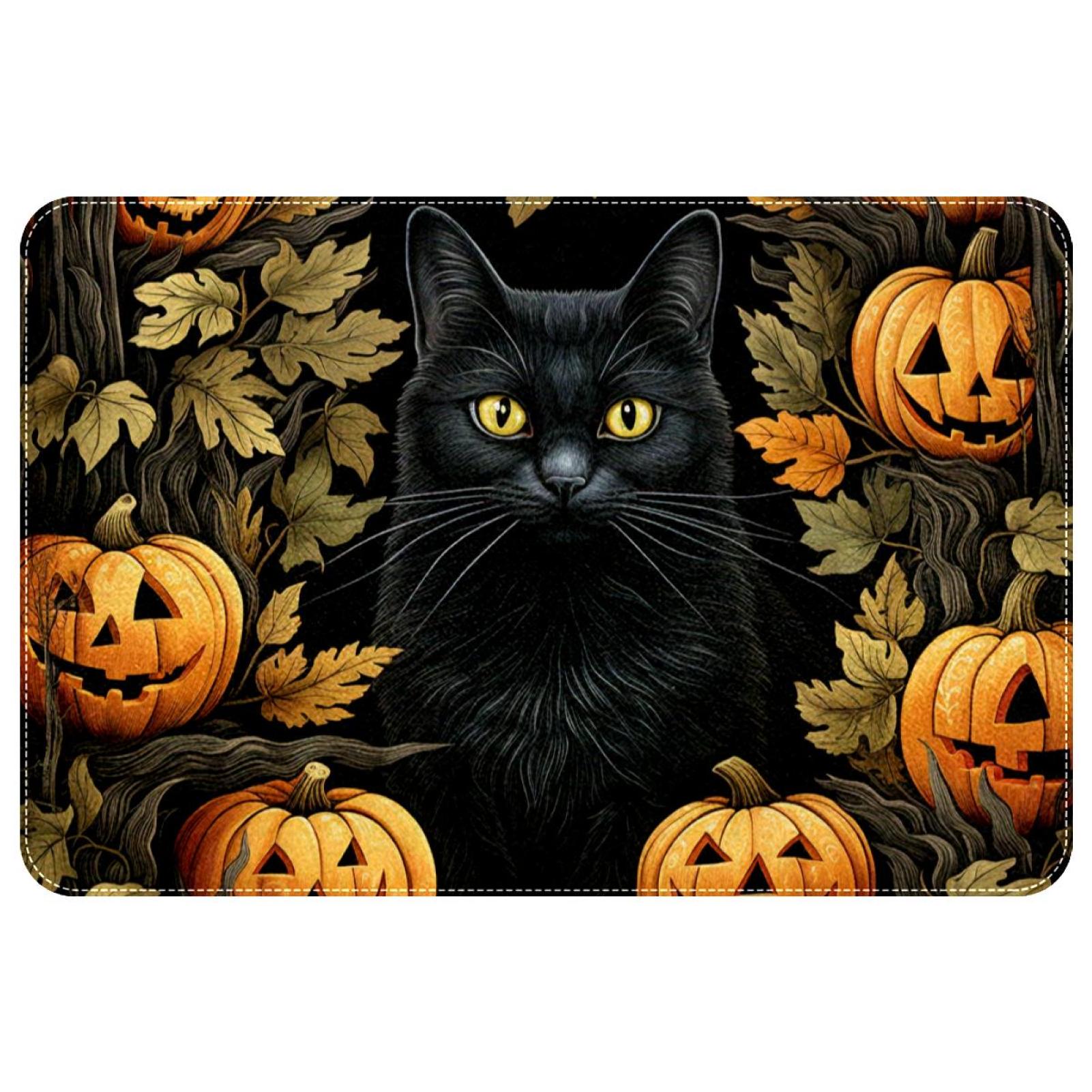 Area Rugs 2'×3' NonSlip Door Mat, Halloween Pumpkin Cat Soft Machine Washable Floor Mat for