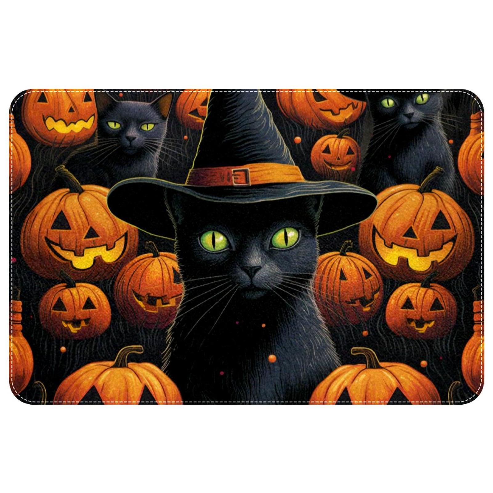 Area Rugs 2'×3' NonSlip Door Mat, Halloween Pumpkin Cat Soft Machine Washable Floor Mat for