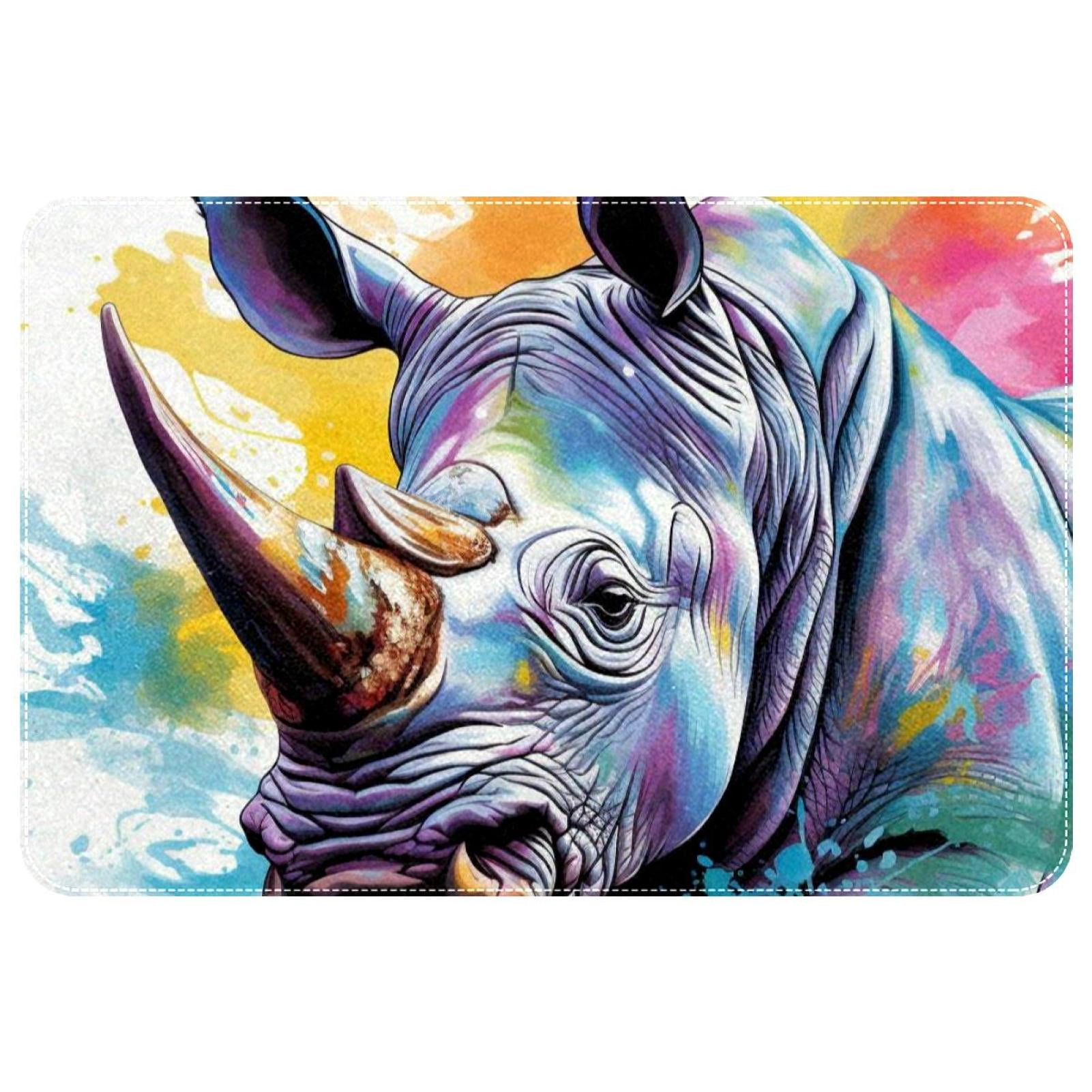 Rhino Rug Area Rugs 2'×3' Non-Slip Door Mat, Rainbow Color Rhino Soft Machine ...