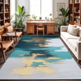 thumbnail image 1 of Area Rugs 2.7'x5', Abstract Teal Green Carpet Runner Indoor Outdoor Rugs Home Decor Aesthetic, White Gold Textured Art Non Slip Mats Washable Accent Rug for Living Room Bedroom, 1 of 8