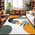 thumbnail image 1 of Area Rugs 2.7'x5', Boho Middle Century Carpet Runner Indoor Outdoor Rugs Home Decor Aesthetic, Abstract Orange Geometric Botanical Non Slip Mats Washable Accent Rug for Living Room Bedroom, 1 of 8