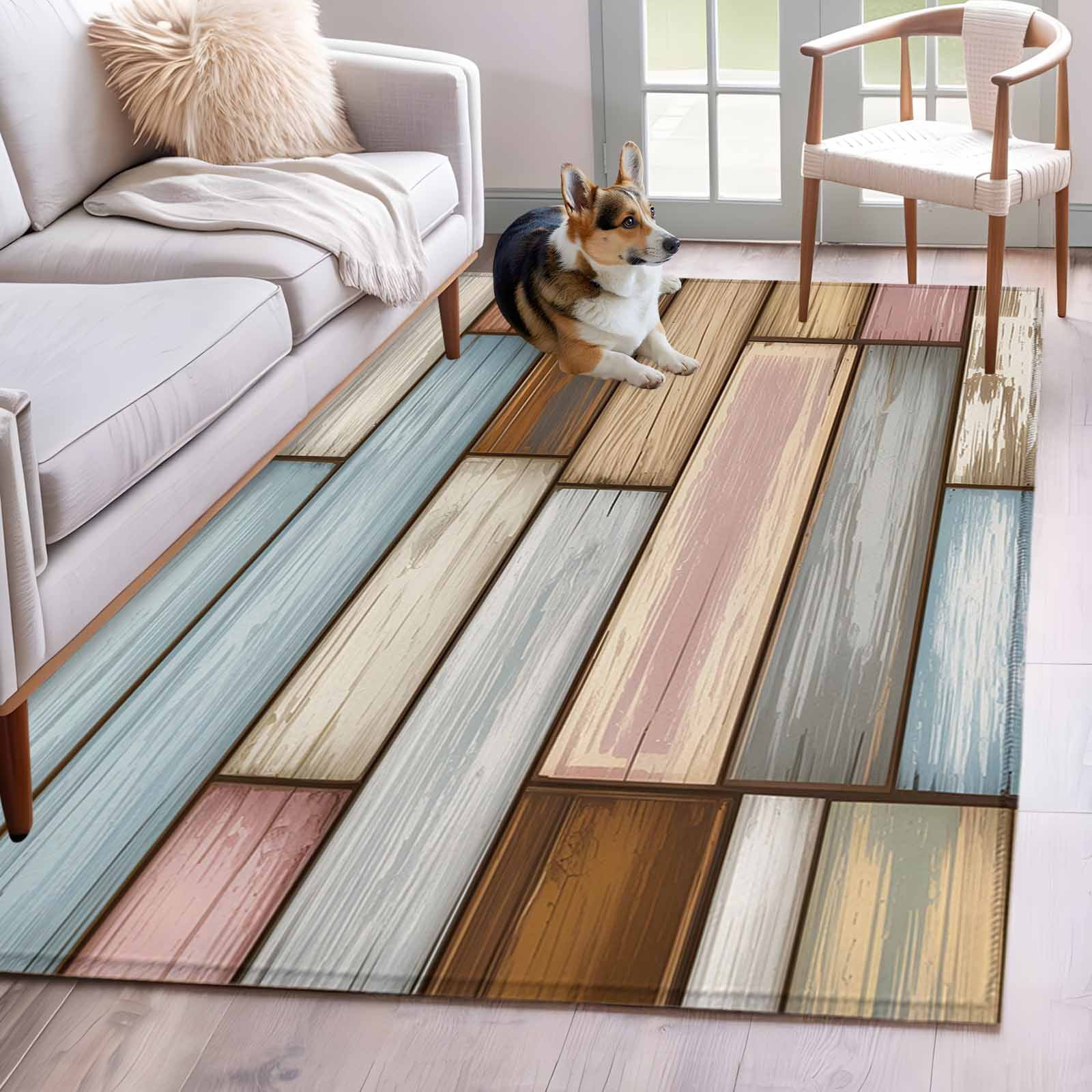 Area Rugs 2.7'x5', Brown Pink Vintage Carpet for Living Room Bedroom Dining Room, Retro Farmhouse Elegant Pastoral Throw Kitchen Rugs Non Slip Washable Rectangle Indoor Outdoor Rugs