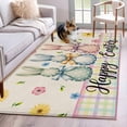 thumbnail image 1 of Area Rugs 2.7'x5', Easter Bunny Carpet for Living Room Bedroom Dining Room, Spring Watercolor Polka Dot Flower Plaid Beige Throw Kitchen Rugs Non Slip Washable Rectangle Indoor Outdoor Rugs, 1 of 8