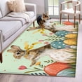 thumbnail image 1 of Area Rugs 2.7'x5', Easter Bunny Eggs Carpet for Living Room Bedroom Dining Room, Spring Tulip Flowers Leaves Rustic Green Throw Kitchen Rugs Non Slip Washable Rectangle Indoor Outdoor Rugs, 1 of 8