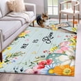 thumbnail image 1 of Area Rugs 2.7'x5', Easter Carpet for Living Room Bedroom Dining Room, Spring Farmhouse Bunny Flower Teal Wood Grain Throw Kitchen Rugs Non Slip Washable Rectangle Indoor Outdoor Rugs, 1 of 8