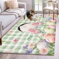thumbnail image 1 of Area Rugs 2.7'x5', Easter Carpet for Living Room Bedroom Dining Room, Spring Rabbit Feet Wildflowers Eggs Green Lattice Throw Kitchen Rugs Non Slip Washable Rectangle Indoor Outdoor Rugs, 1 of 8