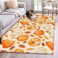 thumbnail image 1 of Area Rugs 2.7'x5', Fall Thanksgiving Carpet for Living Room Bedroom Dining Room, Orange White Pumpkin Falling Leaves Throw Kitchen Rugs Non Slip Washable Rectangle Indoor Outdoor Rugs, 1 of 8