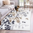 thumbnail image 1 of Area Rugs 2.7'x5', Grey Brown Leaves Carpet for Living Room Bedroom Dining Room, Summer Botanical Throw Kitchen Rugs Non Slip Washable Rectangle Indoor Outdoor Rugs, 1 of 8