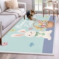 thumbnail image 1 of Area Rugs 2.7'x5', Happy Easter Carpet for Living Room Bedroom Dining Room, Cute Bunny Colorful Eggs Spring Flowers Blue Purple Throw Kitchen Rugs Non Slip Washable Rectangle Indoor Outdoor Rugs, 1 of 8