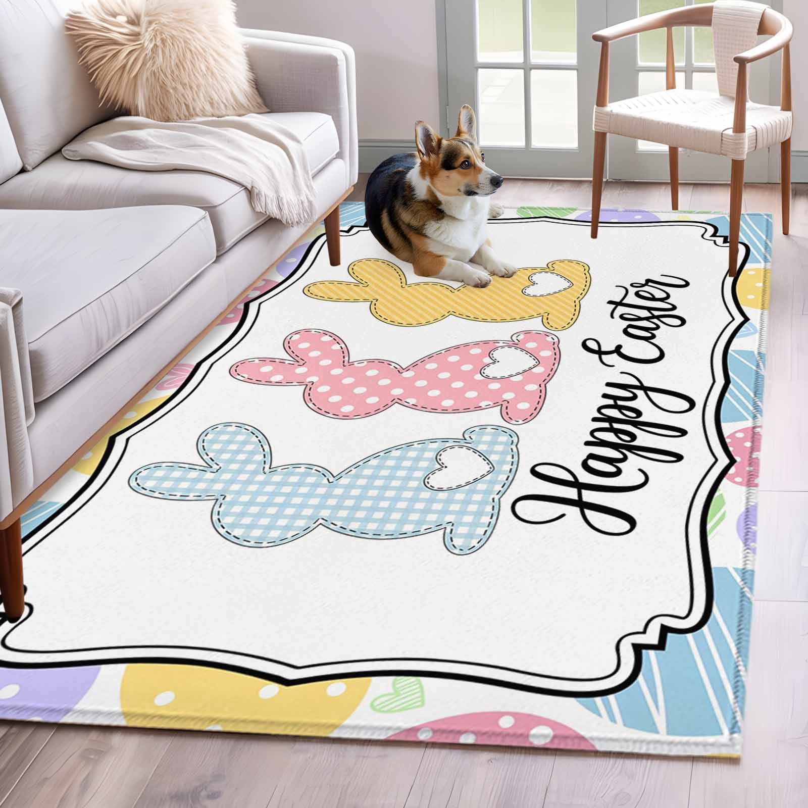 Happy Easter Rug Area Rugs 2.7'x5', Happy Easter Carpet for Living Room Bedroom Dining ...