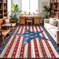 thumbnail image 1 of Area Rugs 2.7'x5', Independence Day Carpet Runner Indoor Outdoor Rugs Home Decor Aesthetic, 4 of July Blue Red Stars Striped Wood Non Slip Mats Washable Accent Rug for Living Room Bedroom, 1 of 8
