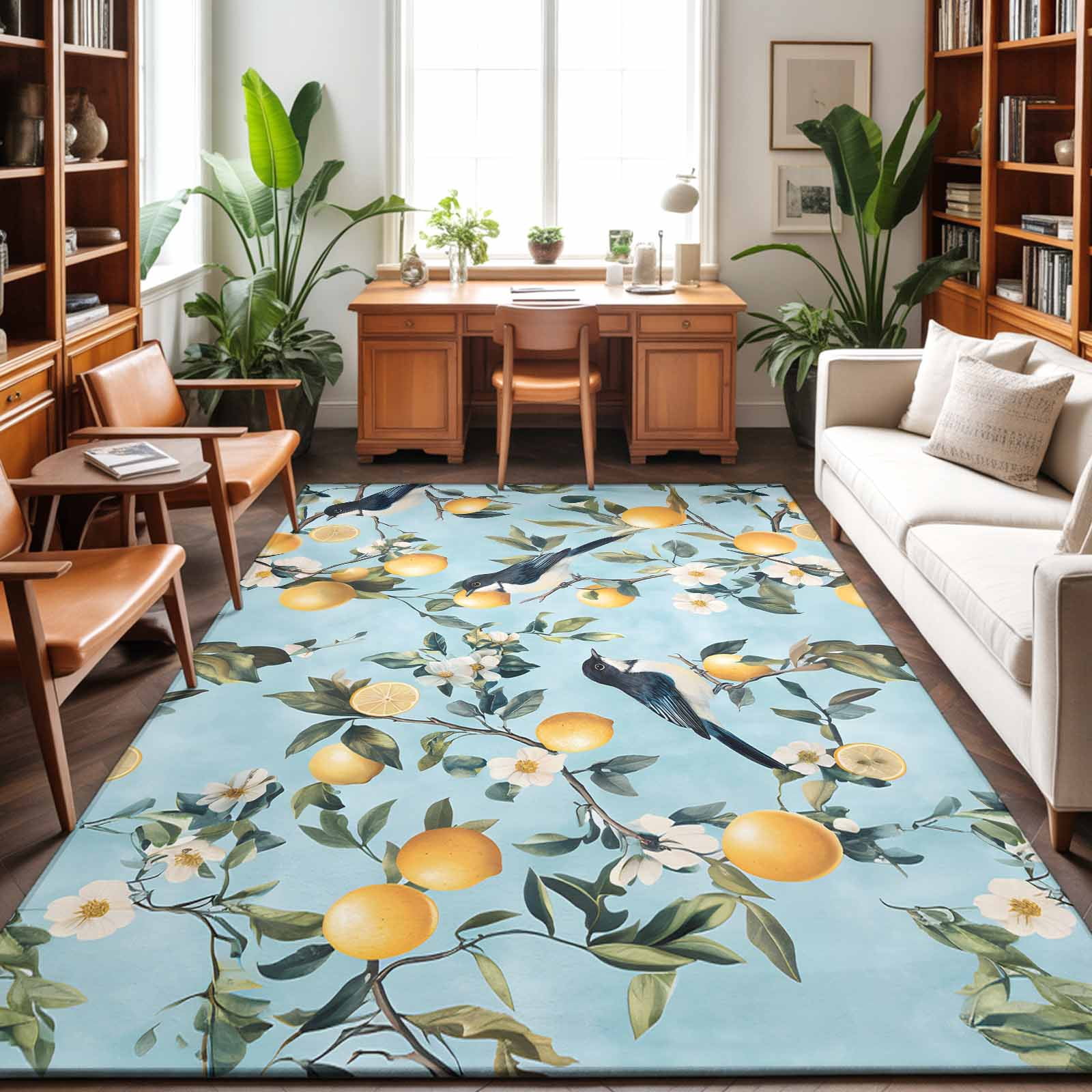 Area Rugs 2.7'x5', Lemon Bird Carpet Runner Indoor Outdoor Rugs Home ...