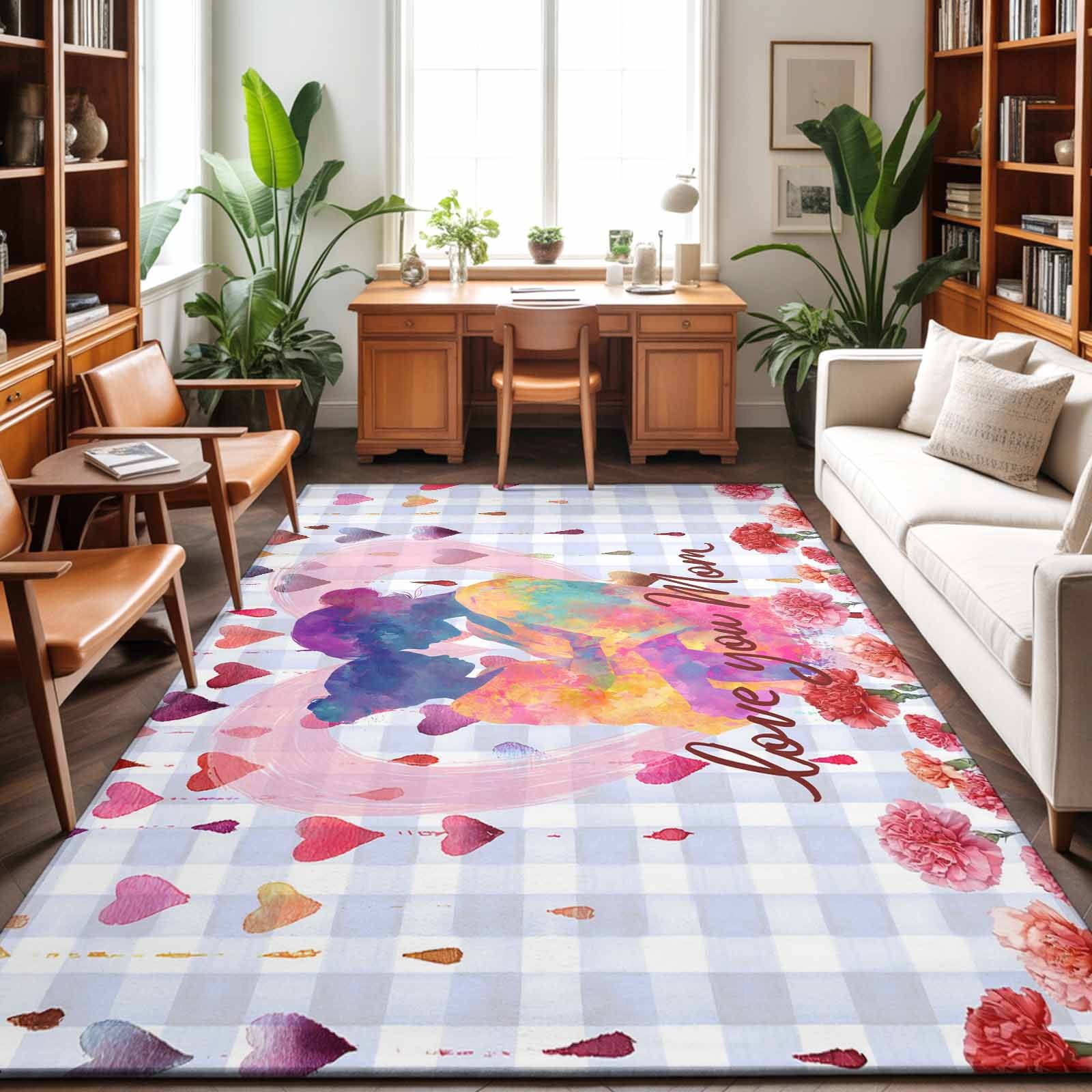 Area Rugs 2.7'x5', Mother's Day Carpet Runner Indoor Outdoor Rugs Home ...