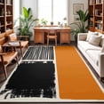 thumbnail image 1 of Area Rugs 2.7'x5', Orange Black Carpet Runner Indoor Outdoor Rugs Home Decor Aesthetic, Farmhouse Striped Modern Abstract Art Non Slip Mats Washable Accent Rug for Living Room Bedroom, 1 of 8