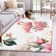 thumbnail image 1 of Area Rugs 2.7'x5', Pink Flamingo Carpet for Living Room Bedroom Dining Room, Watercolor Flowers Spring Floral Throw Kitchen Rugs Non Slip Washable Rectangle Indoor Outdoor Rugs, 1 of 8