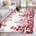 thumbnail image 1 of Area Rugs 2.7'x5', Pink Red Eucalyptus Leaves Carpet for Living Room Bedroom Dining Room, Watercolor Spring Summer Botanical Throw Kitchen Rugs Non Slip Washable Rectangle Indoor Outdoor Rugs, 1 of 8