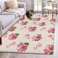 thumbnail image 1 of Area Rugs 2.7'x5', Pink Roses Carpet for Living Room Bedroom Dining Room, Valentine's Day Love Flowers Beige Rustic Throw Kitchen Rugs Non Slip Washable Rectangle Indoor Outdoor Rugs, 1 of 8