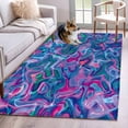 thumbnail image 1 of Area Rugs 2.7'x5', Purple Green Waves Carpet for Living Room Bedroom Dining Room, Modern Abstract Art Throw Kitchen Rugs Non Slip Washable Rectangle Indoor Outdoor Rugs, 1 of 8