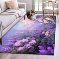 thumbnail image 1 of Area Rugs 2.7'x5', Purple Lavender Carpet for Living Room Bedroom Dining Room, Spring Watercolor Country Wildflowers Throw Kitchen Rugs Non Slip Washable Rectangle Indoor Outdoor Rugs, 1 of 8