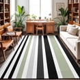 thumbnail image 1 of Area Rugs 2.7'x5', Sage Green Black Stripe Carpet Runner Indoor Outdoor Rugs Home Decor Aesthetic, Modern Abstract Coarse Striped Non Slip Mats Washable Accent Rug for Living Room Bedroom, 1 of 8