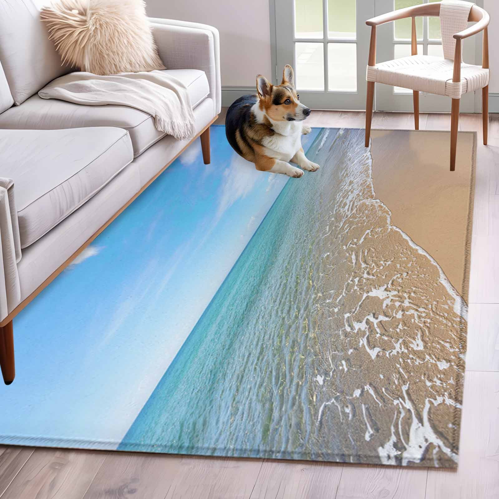 Area Rugs 2.7'x5', Summer Beach Carpet for Living Room Bedroom Dining ...