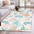thumbnail image 1 of Area Rugs 2.7'x5', Teal Red Seahorse Coastal Carpet for Living Room Bedroom Dining Room, Nautical Beach Coral Starfish Throw Kitchen Rugs Non Slip Washable Rectangle Indoor Outdoor Rugs, 1 of 8