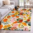 thumbnail image 1 of Area Rugs 2.7'x5', Watercolor Floral Carpet for Living Room Bedroom Dining Room, Spring Poppy Daisy Flowers Botanical Beige Throw Kitchen Rugs Non Slip Washable Rectangle Indoor Outdoor Rugs, 1 of 8