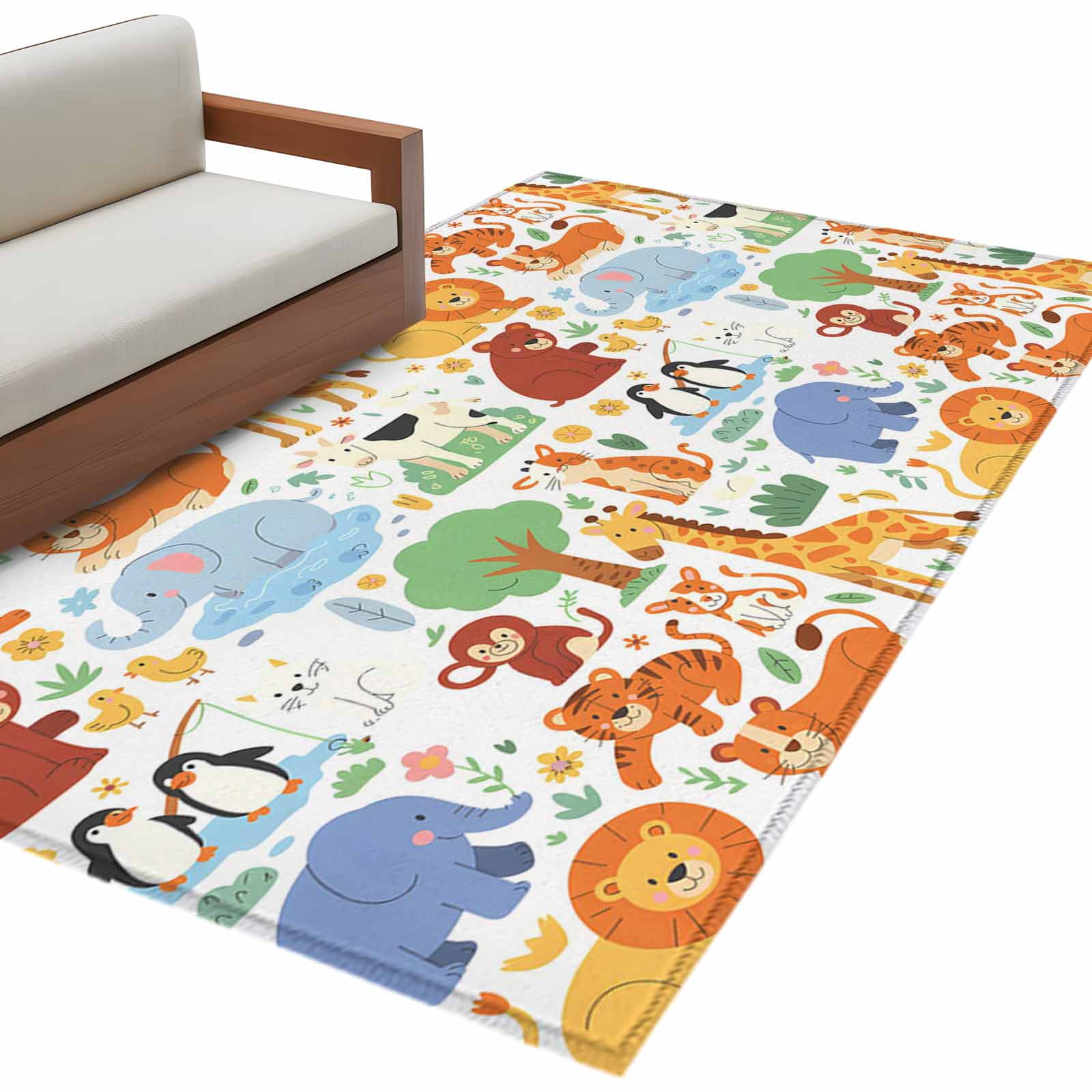 Area Rugs 2.7'x5' Zoo Animals Washable Area Rugs Non-Slip Indoor Floor ...